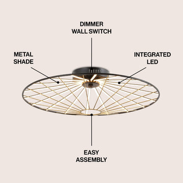 Anders 23.25" Contemporary Scandinavian Dimmable Stripe UFO Integrated LED Flush Mount - JONATHAN Y